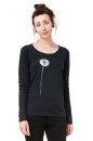 Frauen Longsleeve Pusteblume schwarz
