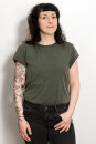 EP Women Rolled Up Sleeve stone washed green
