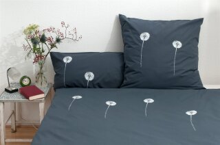 Bio-Bettwäsche Pusteblumen, anthrazit 240*220 & 2x 80*80 cm