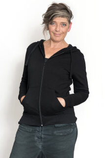 Frauen-Zip-Hoody aus fair gehandelter Biobaumwolle schwarz