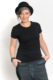 Klassisches Fairtrade-Bio-Frauenshirt schwarz XS