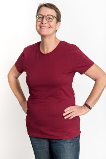 Klassisches Fairtrade-Bio-Frauenshirt in bordeaux