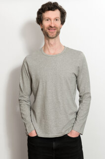 Männer Basic-Longsleeve hellgrau meliert