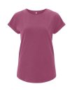 Women Rolled Up Sleeve Berry