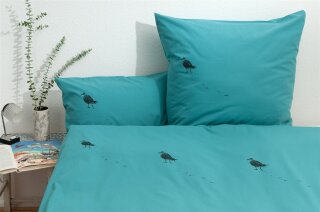 Bio-Bettwäsche Möwe, türkis 240*220 & 2x 80*80 cm