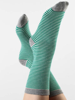 gestreifte Socken Grau-Grün 39/42