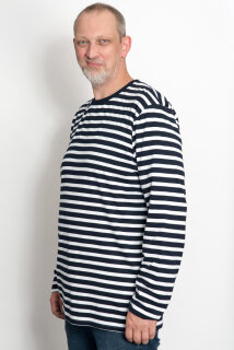 Männer Basic-Longsleeve dunkelblau-weiß-gestreift S