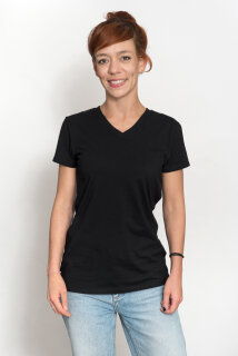 Frauenshirt mit V-Ausschnitt schwarz L