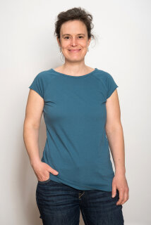 TT-Shirt Hirschkind Frau blanko denim