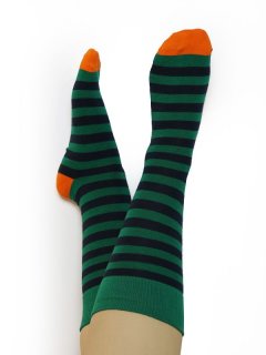 Socken grün-blau-orange-gestreift