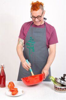 Bio Schürze Petersilie, grün auf grau