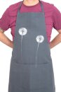 Bio Schürze Pusteblume, weiß auf grau