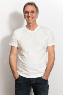 Männer V-Neck T-Shirt white M