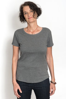 Frauen Roll Up Sleeve T-Shirt, dark heather XL