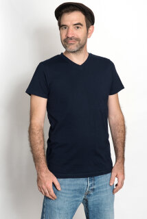Männer V-Neck T-Shirt navy M