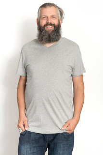 M&auml;nner V-Neck T-Shirt sports grey