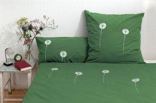 Bio-Bettwäsche Pusteblume grün 240*220 & 2x 80*80 cm