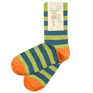 Socken geringelt stachelbeere-polarblau-orange 43-44