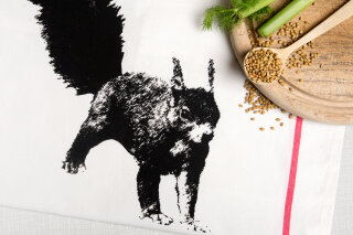 Bio&Fair-Trade Geschirrtuch Eichhörnchen weiß