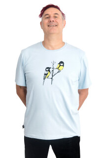 Männershirt Kenia Fair Trade Kohlmeise, hellgrau S
