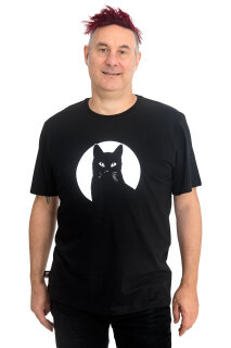 Männershirt Kenia Fair Trade Schwarzer Kater schwarz L