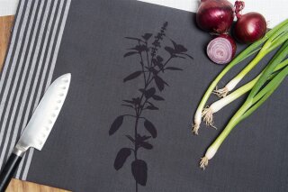 Bio&Fair-Trade Geschirrtuch Rotes Basilikum graphit