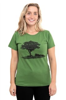 Frauenshirt Kenia Fair Trade Baum im Oderbruch leaf green