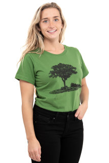 Frauenshirt Kenia Fair Trade Baum im Oderbruch leaf green