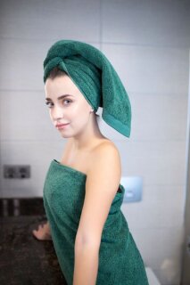 Handtuch Bio-Frottee forest green, 100x50 cm