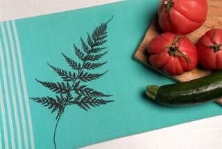 Bio&Fair-Trade Geschirrtuch Farn, türkis
