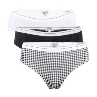Slip 3-er-Pack Polly Vichykaro schwarz-creme