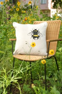 Handgewebter Kissenbezug Erdhummel natur 45*45