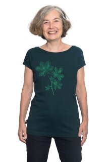 Frauenshirt Kenia Fair Trade Raglan Kastanie, dunkelgrün