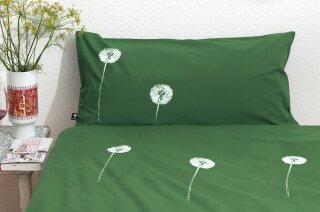 Bio-Kissenbezug Pusteblume, grün 80x40 cm