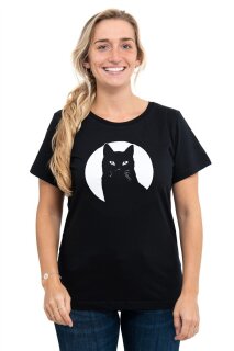 Frauenshirt Kenia Fair Trade Schwarzer Kater schwarz