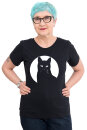 Frauenshirt Kenia Fair Trade Schwarzer Kater schwarz