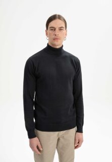 Feinstrick Rollkragen Pullover KANJA schwarz S