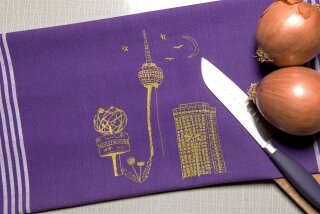 Bio&Fair-Trade Geschirrtuch Berlin Alexanderplatz lila