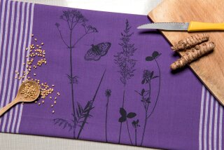 Handgewebtes Geschirrtuch Schmetterlingswiese lila