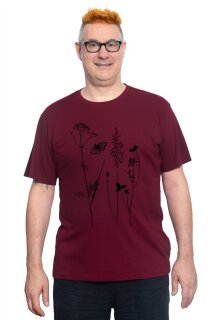 Männershirt Schmetterlingswiese weinrot L