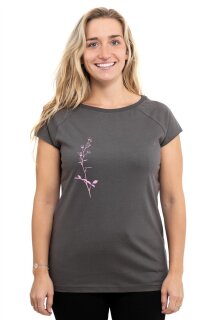 Frauenshirt Kenia Raglan-Ärmel Strauchrose dark grey