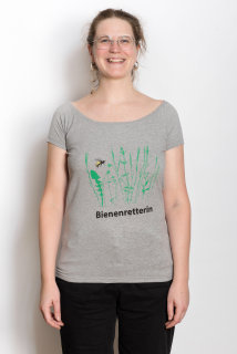 Bio-Frauenshirt TT Bienenretterin grau-meliert