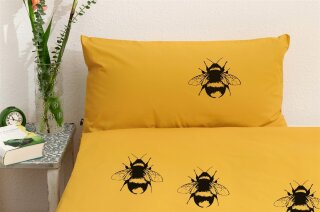 Bio-Kissenbezug Erdhummel, curry 80x40 cm