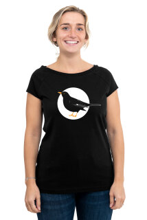 Frauenshirt Kenia Fair Trade Raglan Amsel schwarz