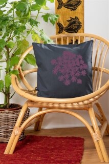 Bio-Kissenbezug Lila Blume 40*40 anthrazit