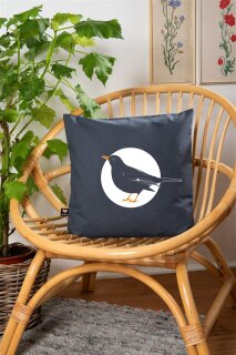 Bio-Kissenbezug Amsel anthrazit 40x40 cm