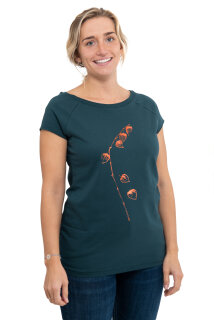 Frauenshirt Kenia Fair Trade Raglan Physalis dunkelgrün