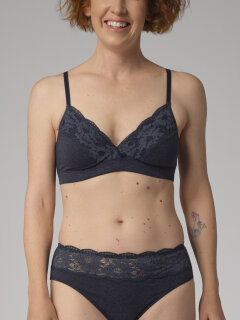 Soft Bra bügellos mit Spitze marine-melange