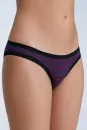 Damenslip mit Spitze tibetrot-navy-geometrisches Muster