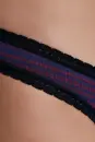 Damenslip mit Spitze tibetrot-navy-geometrisches Muster